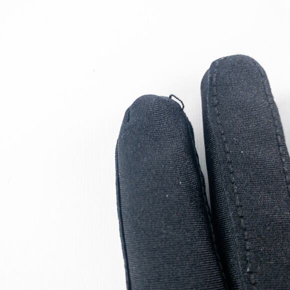 Totes Isotoner Black Leather Patch Nylon Gloves Womens Small 6 - Picture 4 of 12